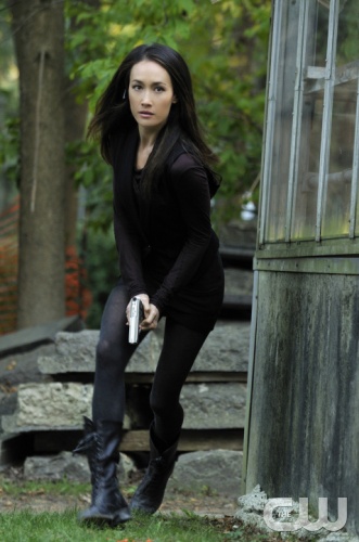 WornOnTV: Nikita's black leather panelled leggings on Nikita