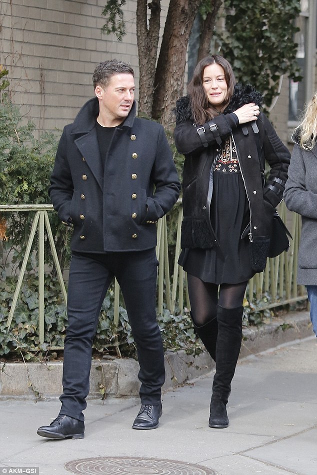 Liv Tyler is radiant in black embroidered blouse and leggings in